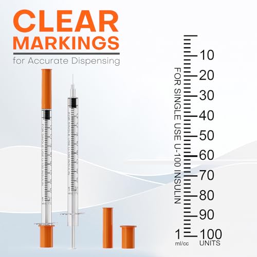 Insulin Syringe U-100 | 1ml/cc with 30G 5/16'' (8mm) Needle, 8 Pcs Individual Packaging