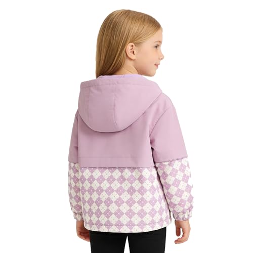 Image of LittleSpring Neutral Boys Girls Reversible Plaid Polar Fleece Jackets with Hooded Waterproof Outerwear