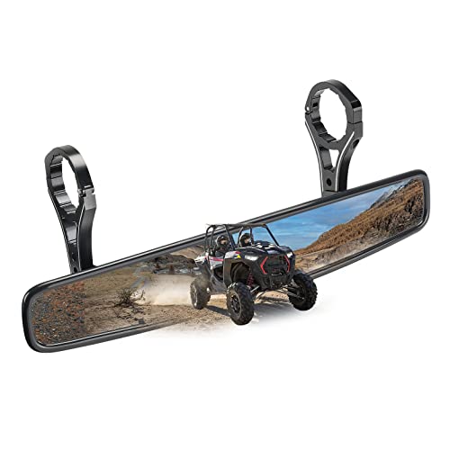 UTV Rear View Center Mirror, ISSYAUTO HD UTV Mirror with ShatterProof Tempered Glass and 1.75