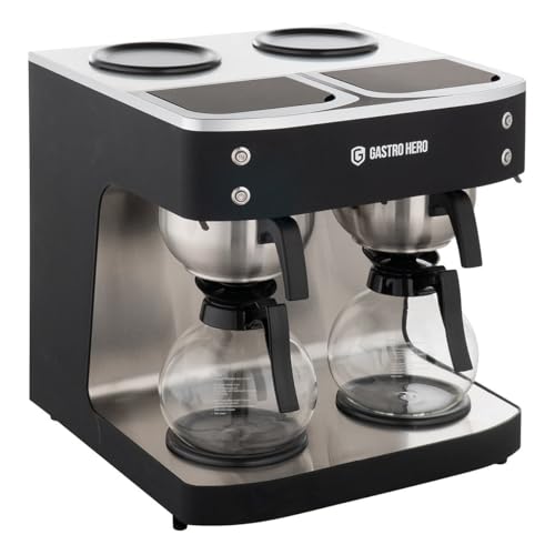 GastroHero Filterkaffeemaschine ECO 2x 2 Liter schwarz inkl. 2 Glaskannen I Kaffeemaschine groß I 200 Tassen/St. I Filterkaffeemaschinen für Gastronomie und Café