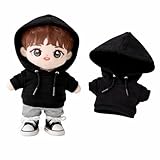 MiiQ 20cm / 8in / 7.8in Plush Doll Clothes. Solid Black Hoodie. Plush Doll and Other Accessories are Not Included