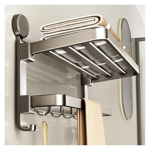 Towel Bars 2 Tier Bathroom Towel Holder with Shelf 90°