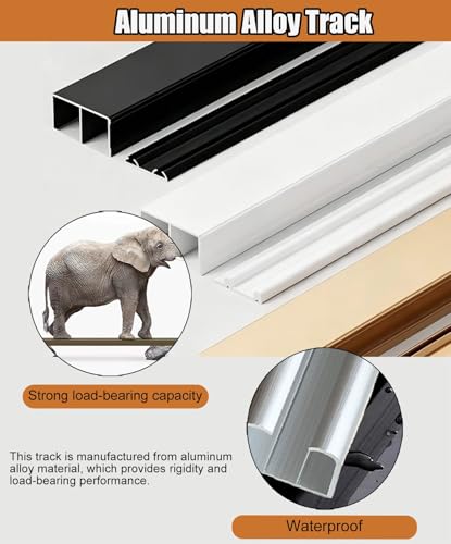 Kit de Herrajes para Puerta Corredera de Gabinete, Riel de Aluminio con Rodillos de Nylon, Sistema de Riel Doble para Puerta Interior, Patio, Ducha y Puerta Corredera (Blanco, 40in/101.6cm) miniatura 3
