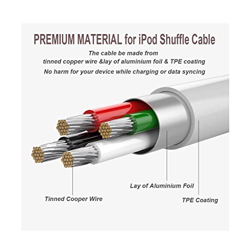For iPod Shuffle Cable, 3.5mm Jack Plug to USB Charger + SYNC Data Replacement Cable Compatible for iPod Shuffle 3rd 4th 5th 6th Generation MP3/MP4 - White - Image 8