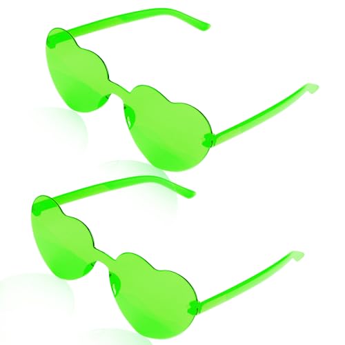 Semato 2 Pcs Neon Green Heart Shaped Sunglasses