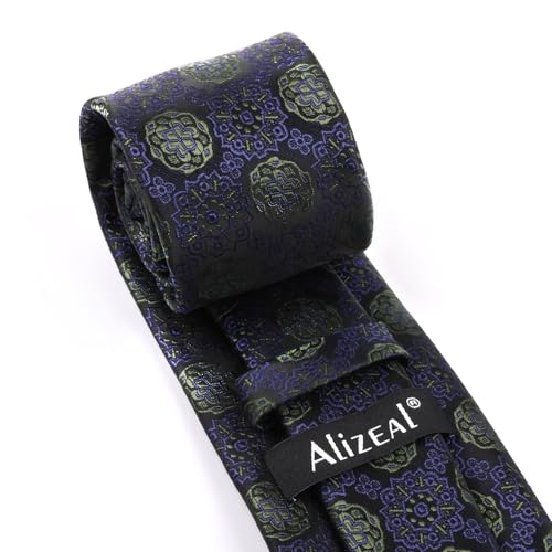Image of Alizeal Mens Vintage Solid Plaid Tie with Pocket Square 3.15inches Necktie Set