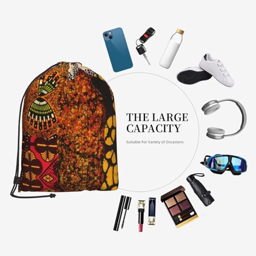 Mixed African Graphic Print Outdoor Leisure Drawstring Backpack, Lightweight Waterproof Sports Bag For Men & Women – Gym, Yoga, Travel4