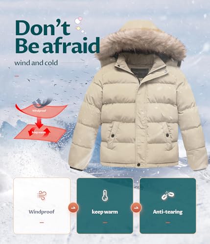 Image of CREATMO US Boy's Water Resistant Winter Coats Warm Fleece Lined Outwear Windbreaker Ski Jacket