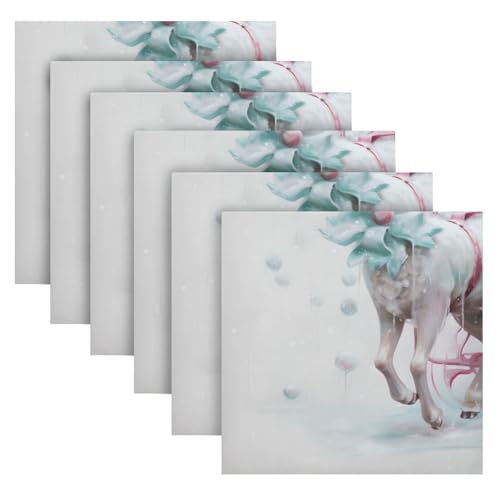 Servilletas de tela navideñas multicolor 20x20 pulgadas pack 6 miniatura 2