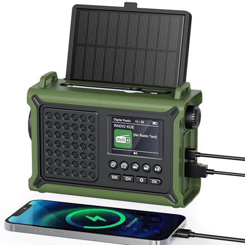 Kurbelradio DAB/DAB+/UKW mit 12000mAh Akku, Notfallradio mit 8500mm² Solarpanel, Handkurbel Blackout Notfallausrüstung, Digital Radio mit Bluetooth 5.0, Taschenlampe & Leselicht für Outdoor, Camping Kurbelradio DAB/DAB+/UKW mit 12000mAh Akku, Notfallradio mit 8500mm² Solarpanel, Handkurbel Blackout Notfallausrüstung, Digital Radio mit Bluetooth 5.0, Taschenlampe & Leselicht für Outdoor, Camping