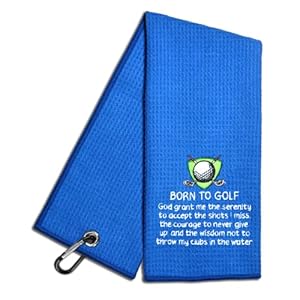WUUCKOO Born to Golf Embroidered Towel – Funny Golf Towel with Clip, Accessory for Men & Women, Birthday Gift for Golfer