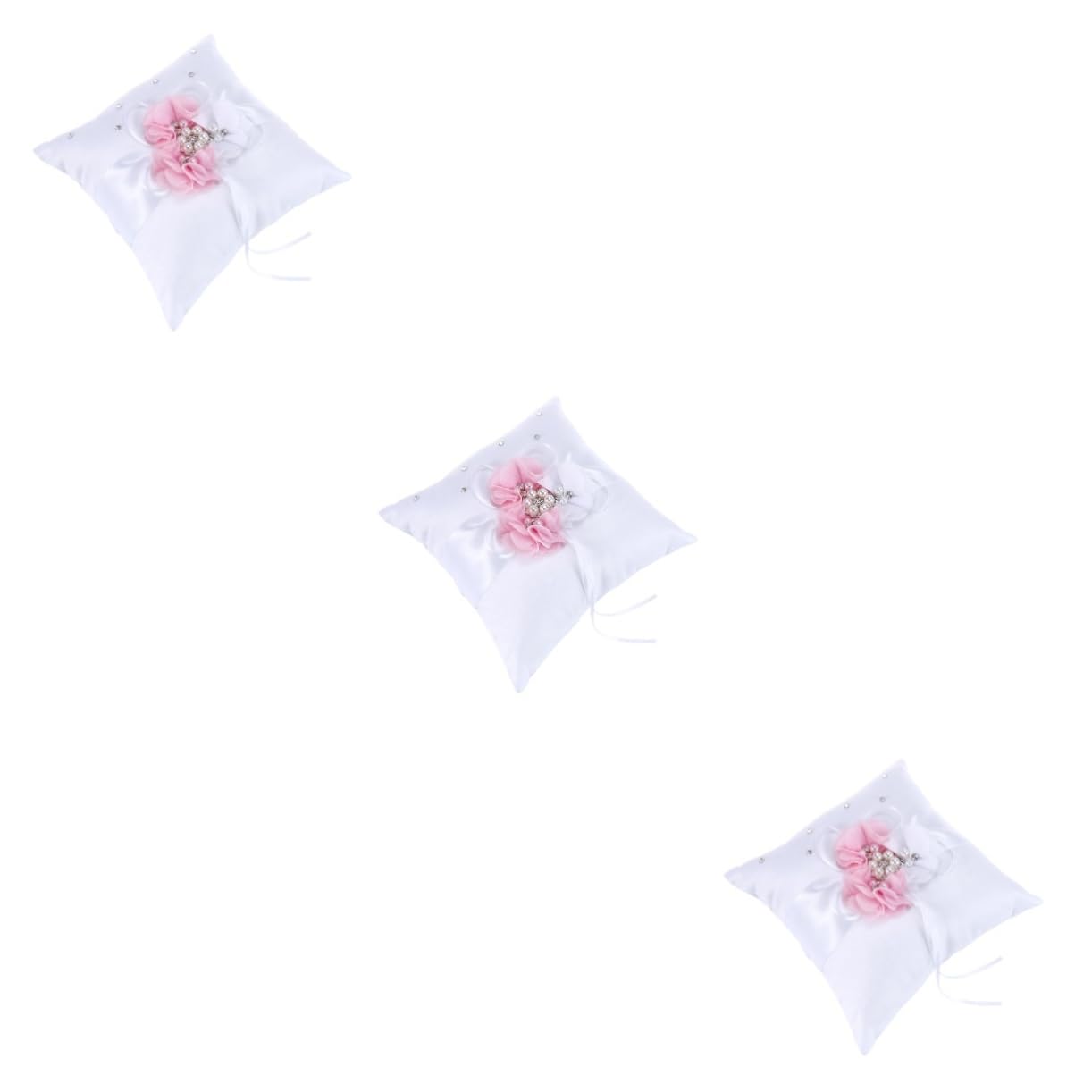 Cabilock 3stücke Eheringkissen Mit Perlblumen- Für Hochzeiten Ringträgerkissen Weiß Und Rosa Für Stilvolle Zeremonien