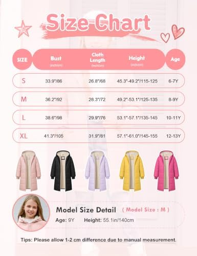 Uikue Girls Winter Down Alternative Puffer Coat - Water-Repellent, Sherpa Fleece Lined Hooded Jacket with Hood, Warm Windproof Outwear for Kids(Black, 12-13) — view 9