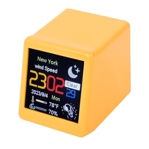 Malloy Smart WIFI - Reloj de estación meteorológica con diseño de animaciones GIF, decoración de escritorio, función de álbum electrónico, mini reloj C