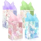 lot sac cadeau: contient 4 sacs cadeaux anniversaire avec papier de soie (dont 2 roses et 2 violets) et 4 étiquettes cadeaux. Le set de pochette cadeau anniversaire de taille moyenne est disponible en bleu, violet, vert et rose pour répondre à tous les besoins ! Il s'agit de sac papier cadeau colorés et résistants, conçus pour femmes filles girly fée féminine. Ces sacs emballage cadeau anniversaire sont fabriqués à partir de carton blanc de haute qualité, épais et résistant à la déchirure, respectueux de l'environnement et durables. Ils peuvent être utilisés pour l'emballage cadeau ou pour ranger des objets !