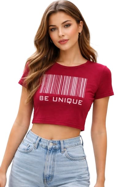 Women Stylish Crop Top Cotton | Printed Half Sleeve Slim Fit T-Shirt | Casual Top for Women and Girls Pack 1-picture-12