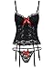 EVAbaby Sexy Bustier Corset Lingerie Set for Women Sheer Floral Lace Camisole Top Cheeky Thong with Garter Belt Plus Size Exotic Sleepwear Black 3XL