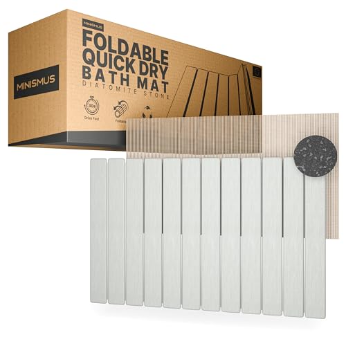 Minismus Tappeto Bagno Assorbente Arrotolabile in Diatomite 60x40cm Grigio Scuro - Tappeto Doccia Assorbente - Tappetino da Bagno in Pietra - Stone Bath Mat (Grigio Chiaro)