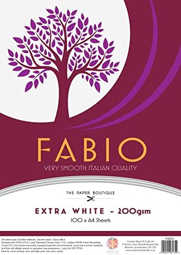Fabio 100 x A4 Sheets, Extra White Cards, 200 GSM