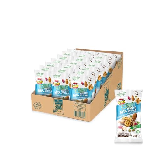 Aperisnack B-Fruit - AP13.041.12 - Box 40 Snack Monodose – Mix Mente Attiva (Mandorle, Noci, Mirtilli, Semi di Zucca) – Frutta Secca 100% Naturale – 40 monoporzioni x 25 g