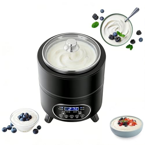 Glowdora Yogurtera, Multifuncional Máquina De Yogur De 8/12 litros con Gran Capacidad Y Pantalla De Tiempo Yogurt Maker para La Producción De Yogur En Grandes Cantidades Black-8L