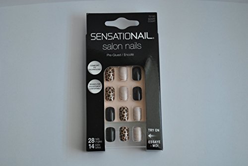 Sensationail Salon Nails Set, 28 Nails, 14 Sizes, Short, Pre-Glued 72150