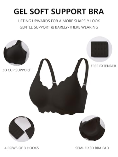 Image of COCOMARTS Jelly Bras for Women No Underwire Scalloped Wireless Push Up Bra