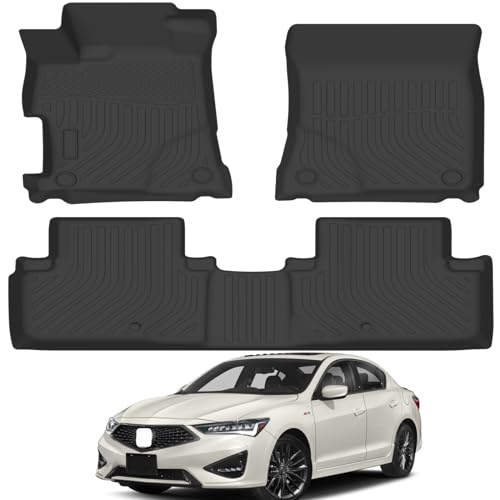 All Weather Rubber Car Floor Mats Compatible with 2013-2022 Acura ILX, Fit for Acura ILX Floor Mat, Full Set Includes 1st and 2nd Rows Maximum Coverage, Laser Measured, Non Slip