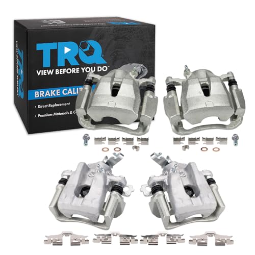 Image of TRQ Front and Rear Brake Caliper Set Zinc Coated Brackets Hardware Compatible with 2009-2010 Pontiac Vibe 2009-2013 Toyota Matrix