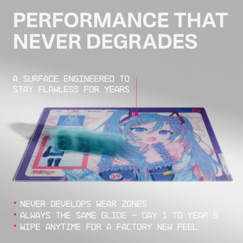 Image of Wallhack x Hatsune Miku SP-005 Glass Gaming Mouse Pad, Large | Speed Surface, Esports Mousepad With Smooth Low-Friction Glide, Tempered Glass, Ergonomic Low Profile, Carry Case Included