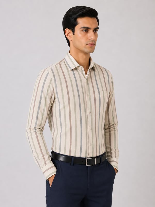 Image of Men's Striped Cotton Formal Shirt