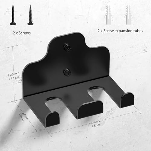 Olympic Barbell Hanger Wall Bracket, Barbell Rack Holder Wall Mount, Holds Under 1.3 Inches Bar Size, Space Saving Commercial or Home Gym Storage Accessory 2 Hook Black