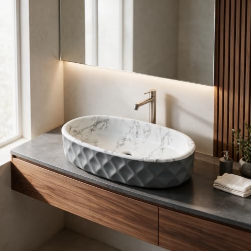 Image of Backline 20x13x5.5 Inches Table Top Wash basin Matt Finish | Basin for Bathroom | Countertop Bathroom Basin For Restaurant /Dining Hall /Living Room