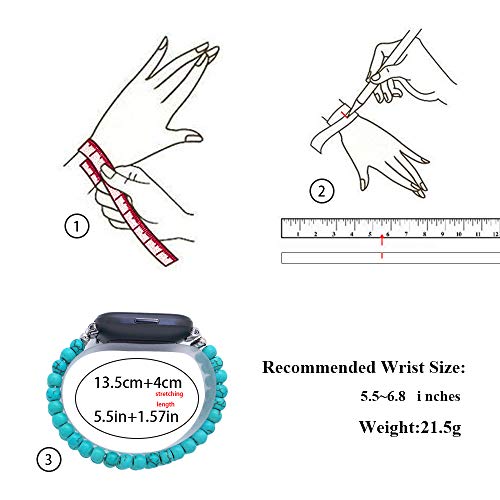 C&L Accessories Pulseira elegante de pedra preciosa compatível com Fitbit Versa/Versa 2/Versa Lite,