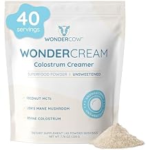 WONDERCOW Bovine Colostrum Superfood Creamer Supplement Powder w/Organic Lions Mane Mushroom & Coconut Milk Powder MCTs | Functional Sugar Free Keto Coffee, Smoothie & Drink Mix Unsweetened