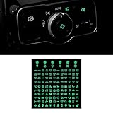 Flygun 132 PCS Car Center Console Switch Button Luminous Sticker, PET Waterproof Wear-Resistant Night Safety Switch Sticker, AC Instrument Panel Button Decal, Universal for Cars (Fluorescence Green)