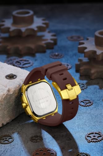 Image of Giordano Analog Quartz Watch for Men with Octagonal Skeleton Dial, Exposed Gear Design, Date Display and Silicone Strap - GZ-50221