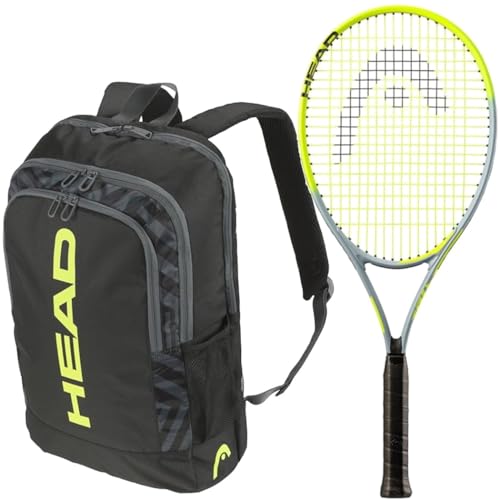 Head Nano Titanium Tour Pro Tennis Racquet Bundled w a Head Base Tennis Backpack 17L (Black/Yellow)