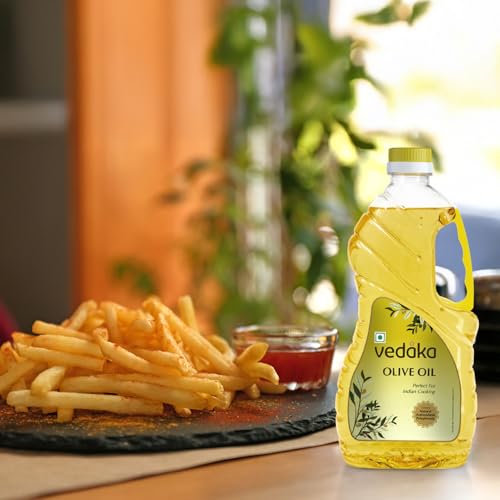 Image of Amazon Brand - Vedaka Olive Oil| for Indian Cooking | 2 L | Ideal for Frying, Roasting, Sauteing|Extra Light|Neutral Flavour