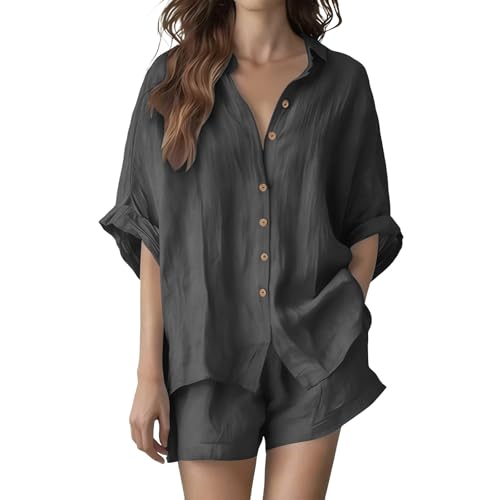 Ensemble 2 pièces en lin femme avec short confortable premium