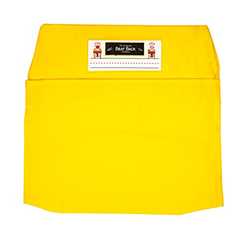 Image of Seat Sack Student Chair Storage Pocket - 17 inch, Single Pocket, Classroom Chair Organizer for Student Desks, Durable Over-the-Chair Storage, Ready-to-Use Name Tag Window, Yellow, 1-Pack