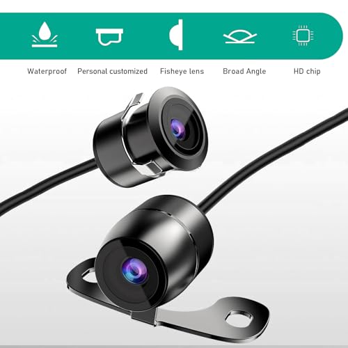 Image of Car Backup Camera, 170 Degree Wide-Angle Night Vision Car Rear Camera, Metal Housing Flush Mount Reverse Camera with Wire Harness, Rear /Side /Front View Camera for Most Cars (Black)