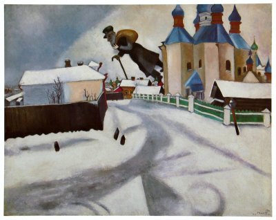 Peinture à l'huile Above Witebsk de Marc Chagall, reproduction d'art moderne en format 30x36 pouces