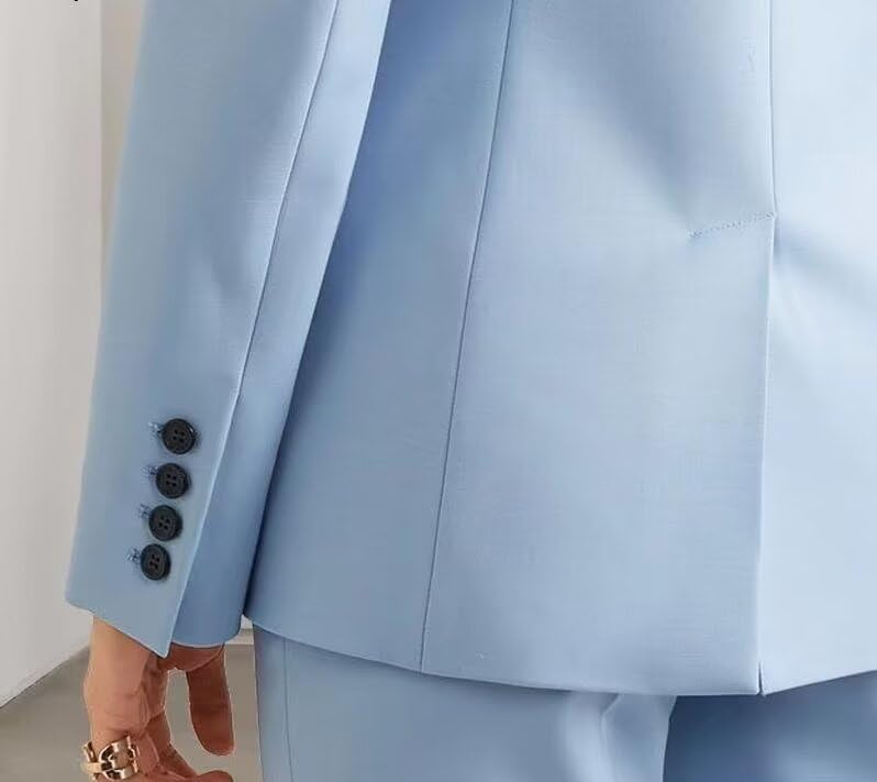 Women's Slim Fit 2 Pieces Suits Double Breasted Open Front Business Blazer Suits Casual Office Lady Suit Blazer + Pants4