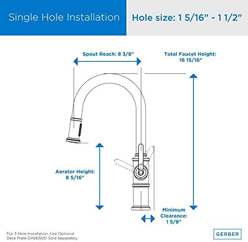 Miniatura 2 de Gerber D454437 1H Kinzie Grifo de cocina, Cromo