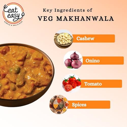 Image of Eat Easy Ready to Eat Veg Makhanwala 85g (Pack of 2) After Preparation 300g | Just Add Hot Water & Cook, Freeze Dried Instant Makhanwala Sabzi | Indian Food for Travel, Camping, Hostel | No Preservatives