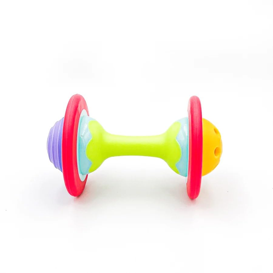 BaBeloved Mini Dumbbell Baby Teething Toys Multiple Sensory Montessori Durable Exercises Workout Soft Food-Grade Teethers for Babies Rattling Teething Relief, Chew Toy for Babies 0-12 Months, BPA Free