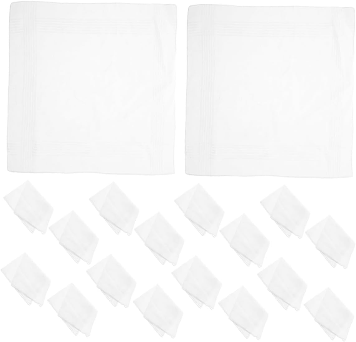 Didiseaon 18pcs Men’s White Cotton Handkerchiefs Soft Reusable Classic Pocket Squares for Wedding and Formal Use