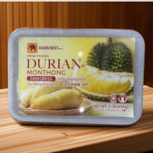 Asian Best Fresh Frozen Durian Monthong, Seedless, 1 LB (454g)