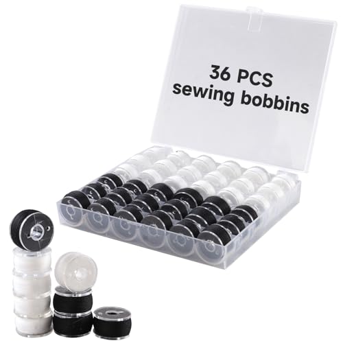 18White + 18Black Bobbin Thread, A Bobbin case, Total 36